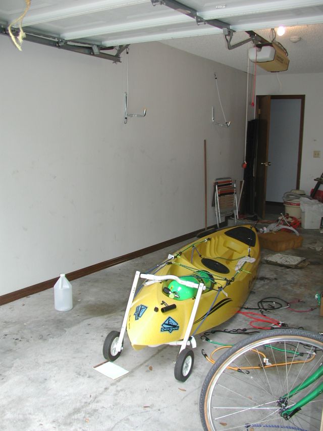 Kayak hanging in the Garage!