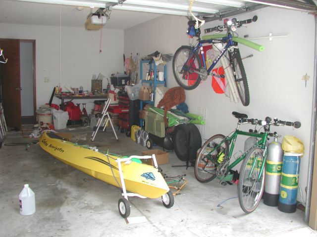 Kayak hanging in the Garage!