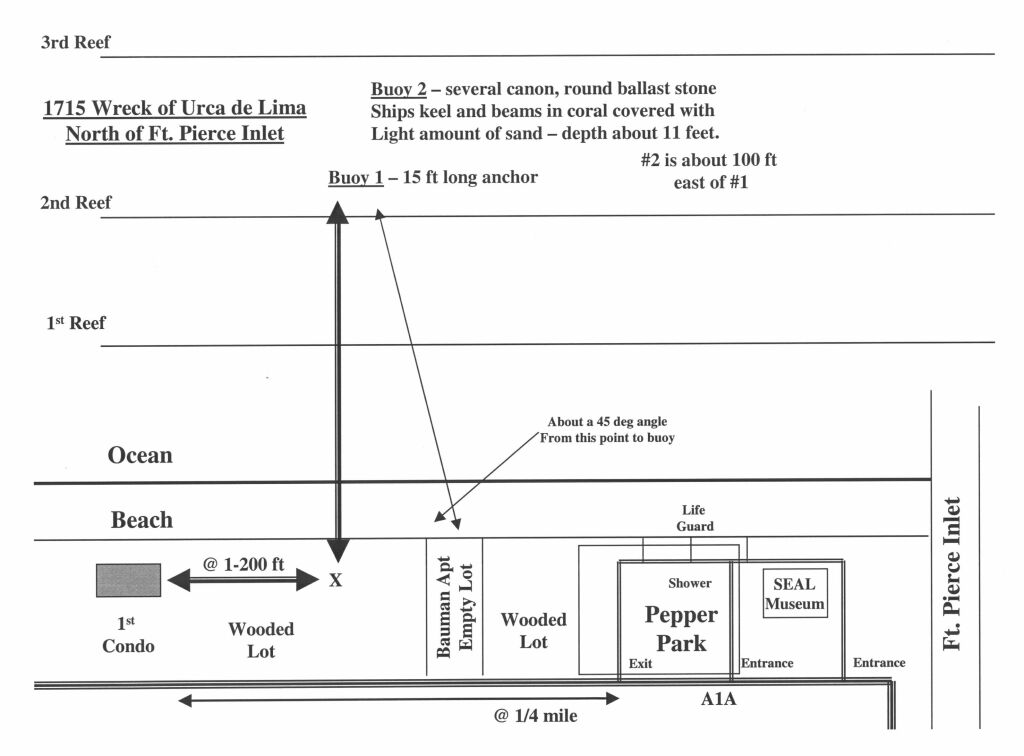 Map of area around the Urca de Lima and Pepper Park in Ft. Pierce